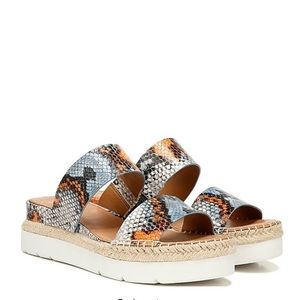 Sarto Snake Print Leather Espadrille. Size 7